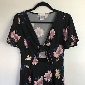 Miley + Molly Black Flower Printed Jumpsuit